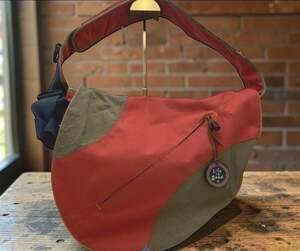 Life Is Good Vintage Canvas Sling Crossbody Bag Orange and Olive